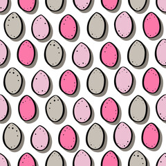 Colorful easter eggs in horizontal rows spring season holiday vector seamless pattern isolated on white background