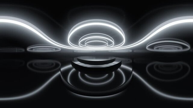 Futuristic Abstract Interior with Glowing Lights 4k 60fps vr 360 panorama video
