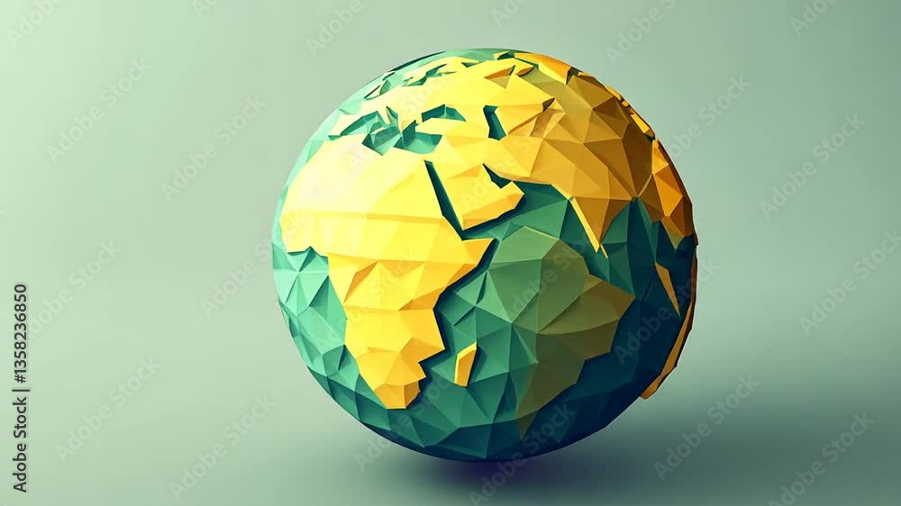 Aufkleber polygonal globe icon representing earth in low poly style generative ai