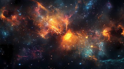 Naklejka premium Vibrant cosmic dark matter clusters. Dark Matter. Illustration