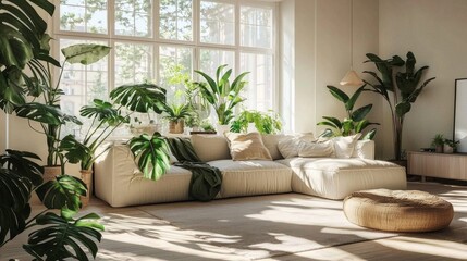 Bright and airy living room featuring comfortable sofas.