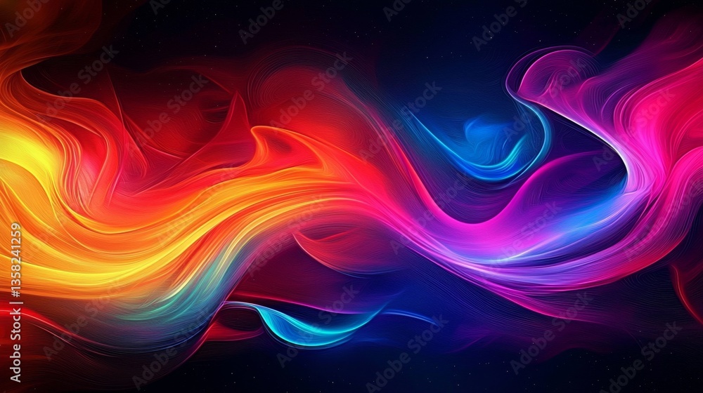 Aufkleber stunning neon fractals fused with the vastness of space creating a mesmerizing effect.