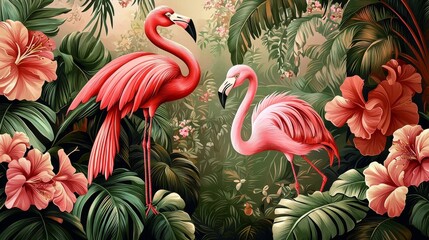 Colorful design capturing the essence of a lush, tropical environment.