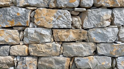 Obraz premium Rustic dry stone wall with natural textures and colors 
