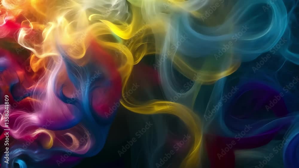 Poster ethereal threads of vibrant colors weave through a cosmic loom creating an enchanting tapestry of sw