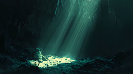 Obraz premium Light beams in darkness. radiant shadows. illustration. Radiant Darkness. Illustration