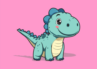 Adorable Cartoon Dinosaurs with Funny Expressions and Bright Colors