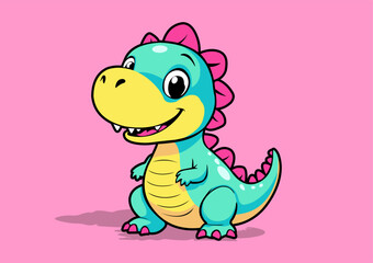 Adorable Cartoon Dinosaurs with Funny Expressions and Bright Colors