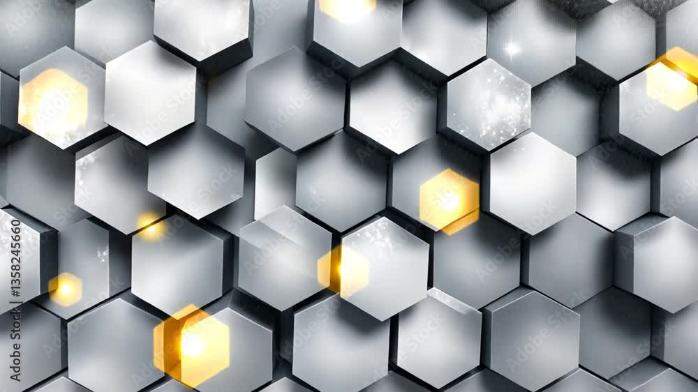 Poster geometric silver hexagons create an abstract business background generative ai