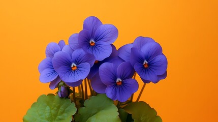 High contrast violet flower cluster on bright orange design picture