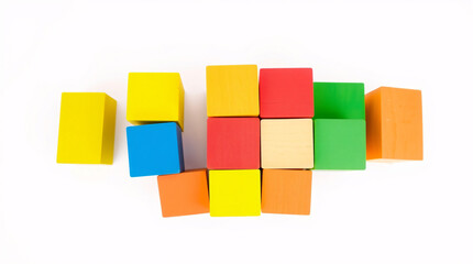 A neatly stacked arrangement of colorful wooden blocks, showcasing creativity and playfulness.