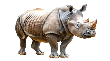 Fototapeta premium Realistic Close-up of a Powerful Rhinoceros in a Natural Habitat Setting with Detailed Features