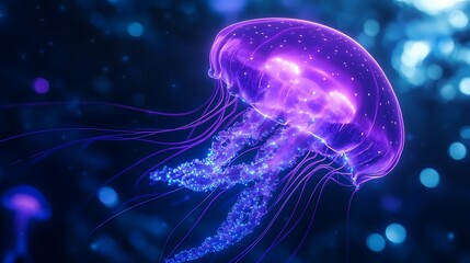 Obraz premium Jellyfish wonderland glowing inside mysterious underwater ocean realm image