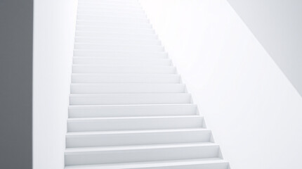 Fototapeta premium A modern, minimalist staircase with soft gradient lighting in pastel tones, creating a serene atmosphere.