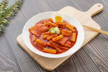 Korean Spicy Tteokbokki with Fish Cake in Rich Red Sauce