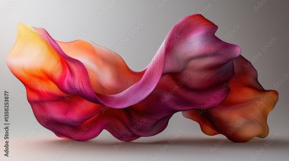 Poster abstract flowing fabric in vibrant hues. dynamic folds and colors create a visually captivating imag