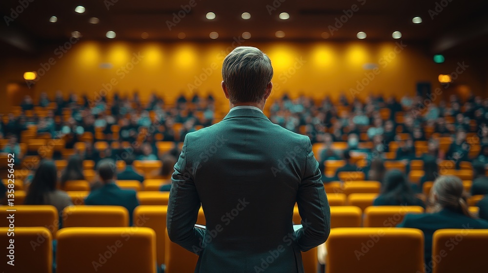 Poster a student practicing public speaking in front of classmates