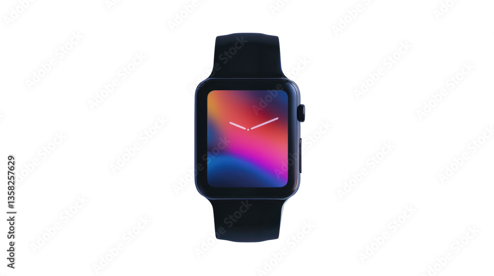 Poster smartwatch showing colorful display on transparent background