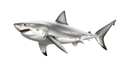 Obraz premium Realistic Illustration of a Great White Shark Swimming in Clear Ocean Water Environment