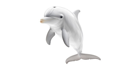 Joyful dolphin swimming gracefully in clear blue ocean water with a bright sunny backdrop