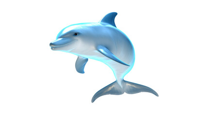 Obraz premium Graceful Dolphin Swimming in a Clear Ocean with Blissful Expressions and Bright Colors