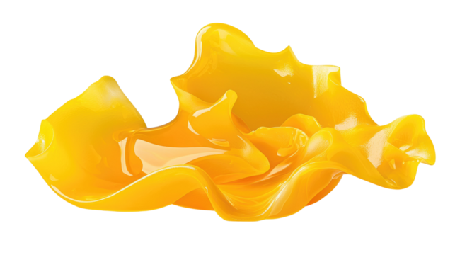 Bright Yellow Abstract Wavy Form on White Background for Creative Design and Artistic Use