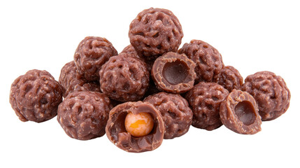 Chewy Chocolate Covered Snack with Crunchy Center Piled in a Sweet Treat Display
