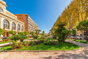 Naklejka premium The Jardins Bioves Garden in the city center of the seaside resort city of Menton, France, on the French Riviera. 