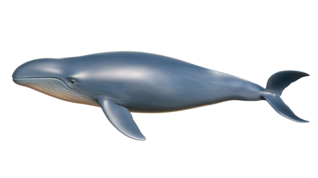Realistic blue whale model swimming in ocean with detailed textures and smooth surfaces