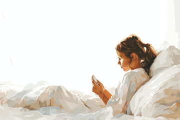 teen girl using phone in bed video isolated