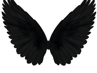 Naklejka premium Illustration of Isolated Black Wings Spread on Transparent Background