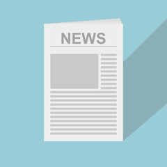Illustration vector graphic of newspaper on blue background.