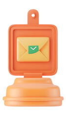 Obraz premium 3d Illustration Orange Mail Envelope with Check on Transparent Background