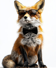 Obraz premium fox with velvet bow tie full shot