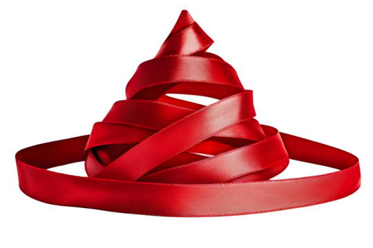 Isolated Background of Red Ribbon Christmas Tree Ornament Festive New Year