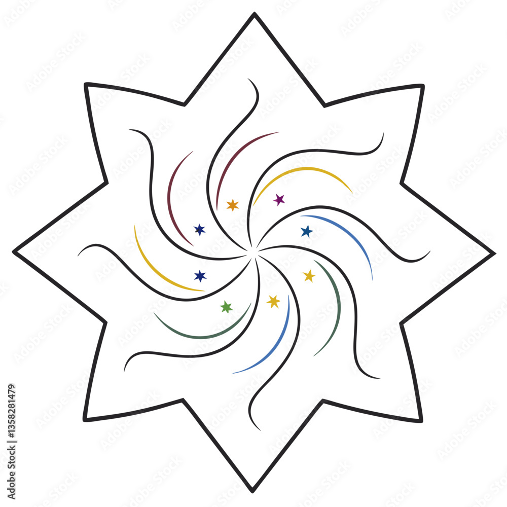 Aufkleber a vibrant starburst of colorful wishes exploding from a central point, creating a joyful and celebra