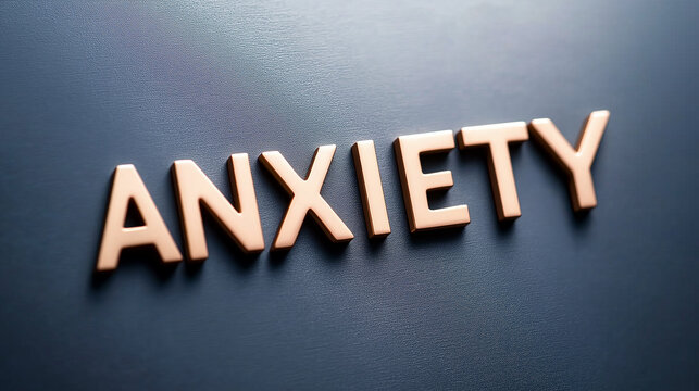 Golden anxiety word representing mental health challenges