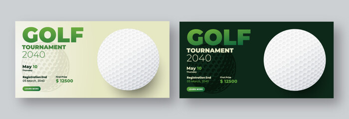 Golf tournament flyer or web banner social media template, annual sports tournament event golf billboard banner