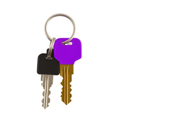 Cutout Image of Purple and Gold Keys with Black Background