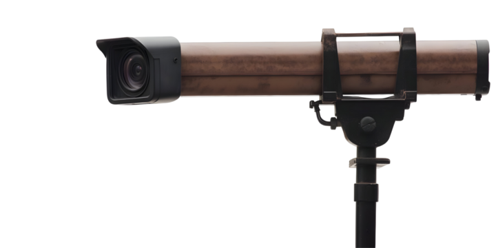 Isolated Background of a Telescope Camera Lens on a Tripod