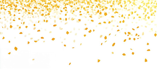 Horizontal gold glitter festive confetti isolated on transparent background. Golden glitter falling dust particles. Luxury confetti dots rain.Sparkling party border. Holiday decoration design elements