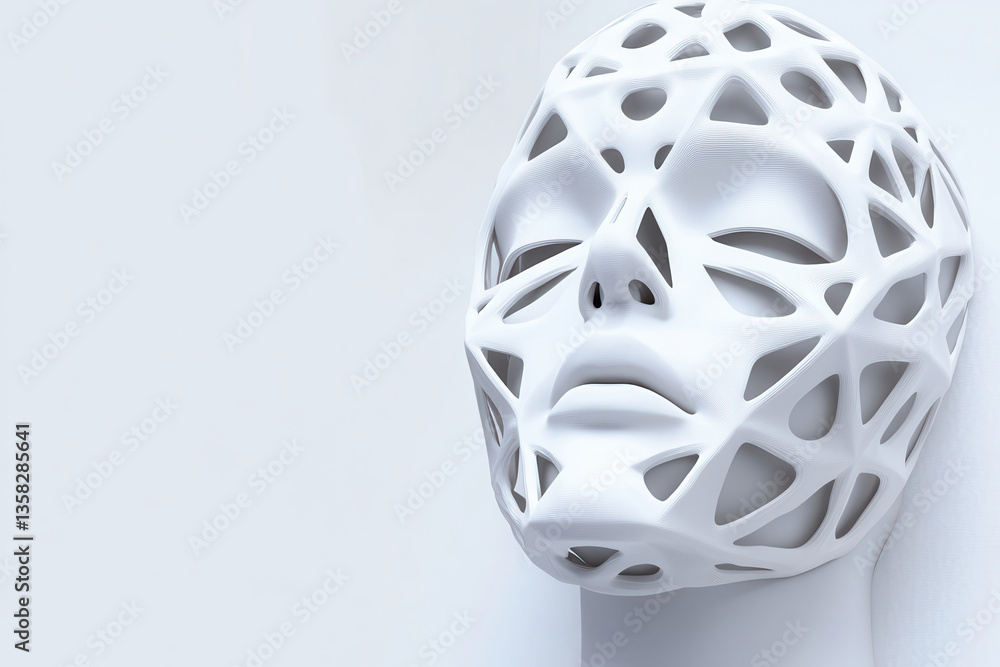 Aufkleber sculpture of a head with an intricate lattice design showcasing modern artistry and creativity in a 