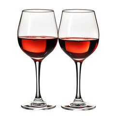 Two Wine Glasses Clinking Together Isolated on Transparent Background