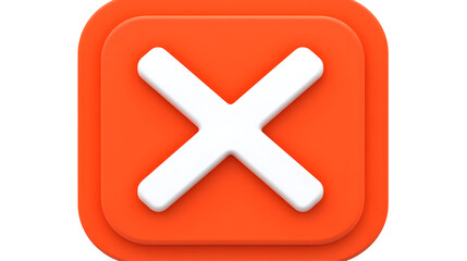 Obraz premium Illustration of Orange Square Cross Shape Representing Cancel in 3D