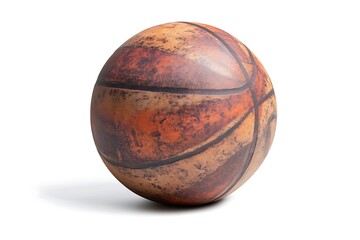 Rustic Vintage Brown and Orange Basketball with Aged Texture