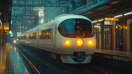 Fototapeta premium Modern train in a misty station