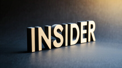 Insider trading concept with wooden letters on black background