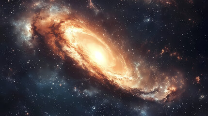 Fototapeta premium Glowing heart shaped galaxy swirling with cosmic stars and nebulae in boundless space. Boundless Abyss. Illustration