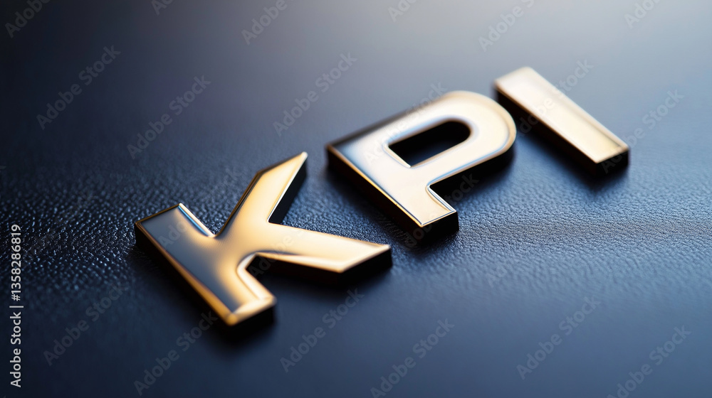 Poster golden kpi acronym representing key performance indicator on dark background