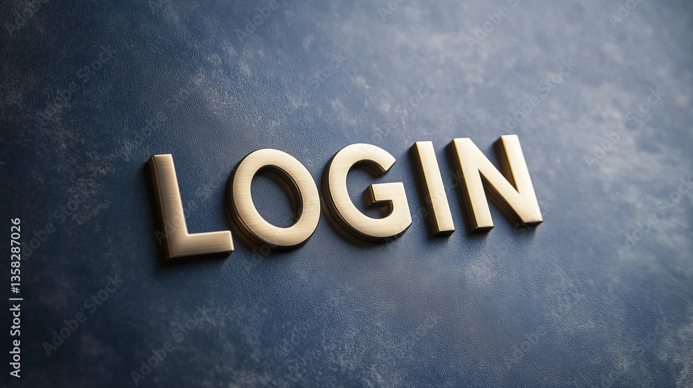 Poster Golden login sign representing access and security on a textured background